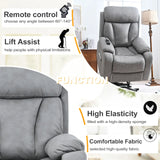 Power Lift Light Gray Fabric Recliner Chair With Remote - Omega Lifestyles