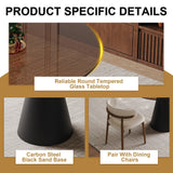 35-Inch Round Tempered Glass Metal Base Dining Table - Omega Lifestyles