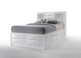 Full Storage Bed White Synthetic Wood Platform Frame - Omega Lifestyles