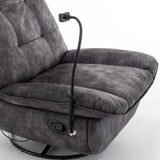 Modern Black Velvet Swivel Gliding Recliner Chair With Phone Holder - Omega Lifestyles