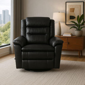 Top Grain Leather Manual Swivel Recliner Chair Granite - Omega Lifestyles
