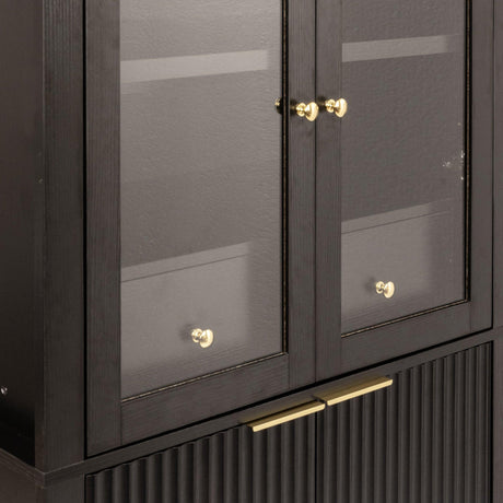 Modern Fluted Tall Arched Adjustable Shelf Pantry Cabinet - Omega Lifestyles