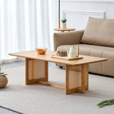 Solid Wood Rectangular Coffee Table With Rattan Weaving - Omega Lifestyles