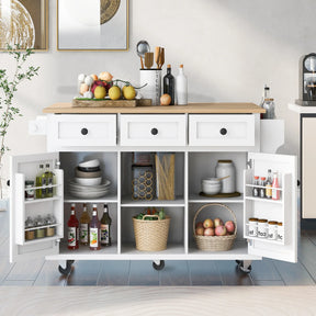 Kitchen Cart With Rubber Wood Drop-Leaf Countertop Storage - Omega Lifestyles