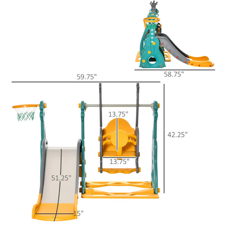 3-in-1 Toddler Swing Slide Set With Basketball Hoop - Omega Lifestyles