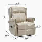 Beige Faux Leather Manual Recliner Chair With Massage - Omega Lifestyles