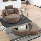 Oversized Modern Swivel Fabric Lounge Chair With Ottoman - Omega Lifestyles