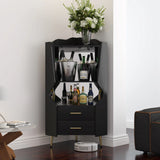 Black Engineered Wood Corner Sideboard Cabinet With Drawers - Omega Lifestyles