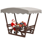 Solid Wood Outdoor Picnic Table And Bench Set With Canopy