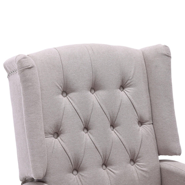 Multi-Functional Linen Recliner Chair With Rocking Swivel - Omega Lifestyles