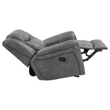 Grey Upholstered Faux Leather Padded Arm Glider Recliner - Omega Lifestyles
