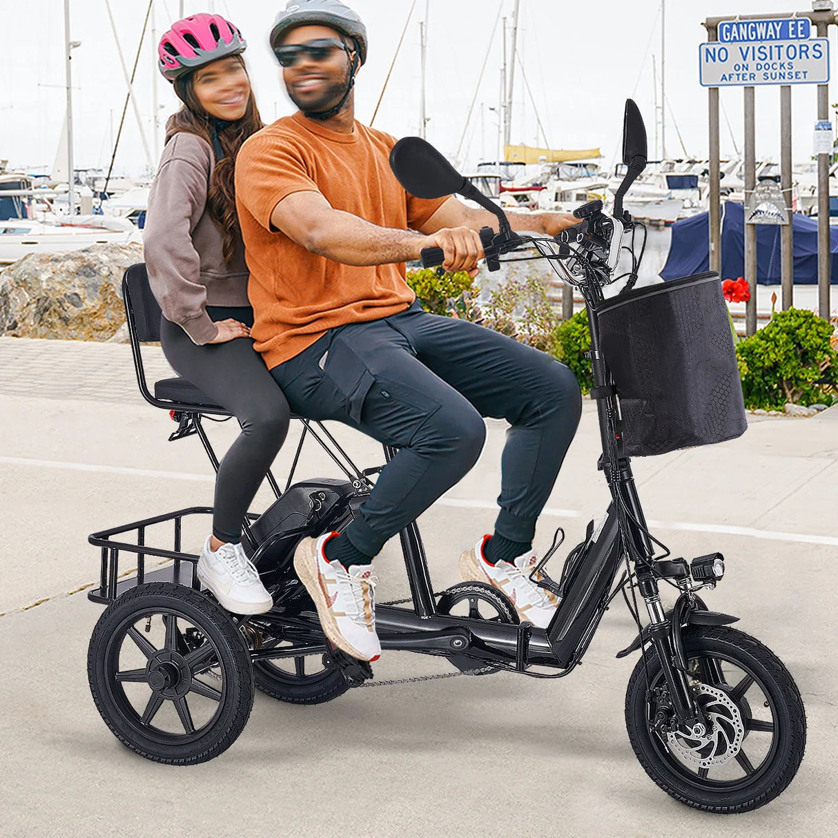 Adult Folding Electric 350W Motor 2-Seat Carbon Steel Trike - Omega Lifestyles