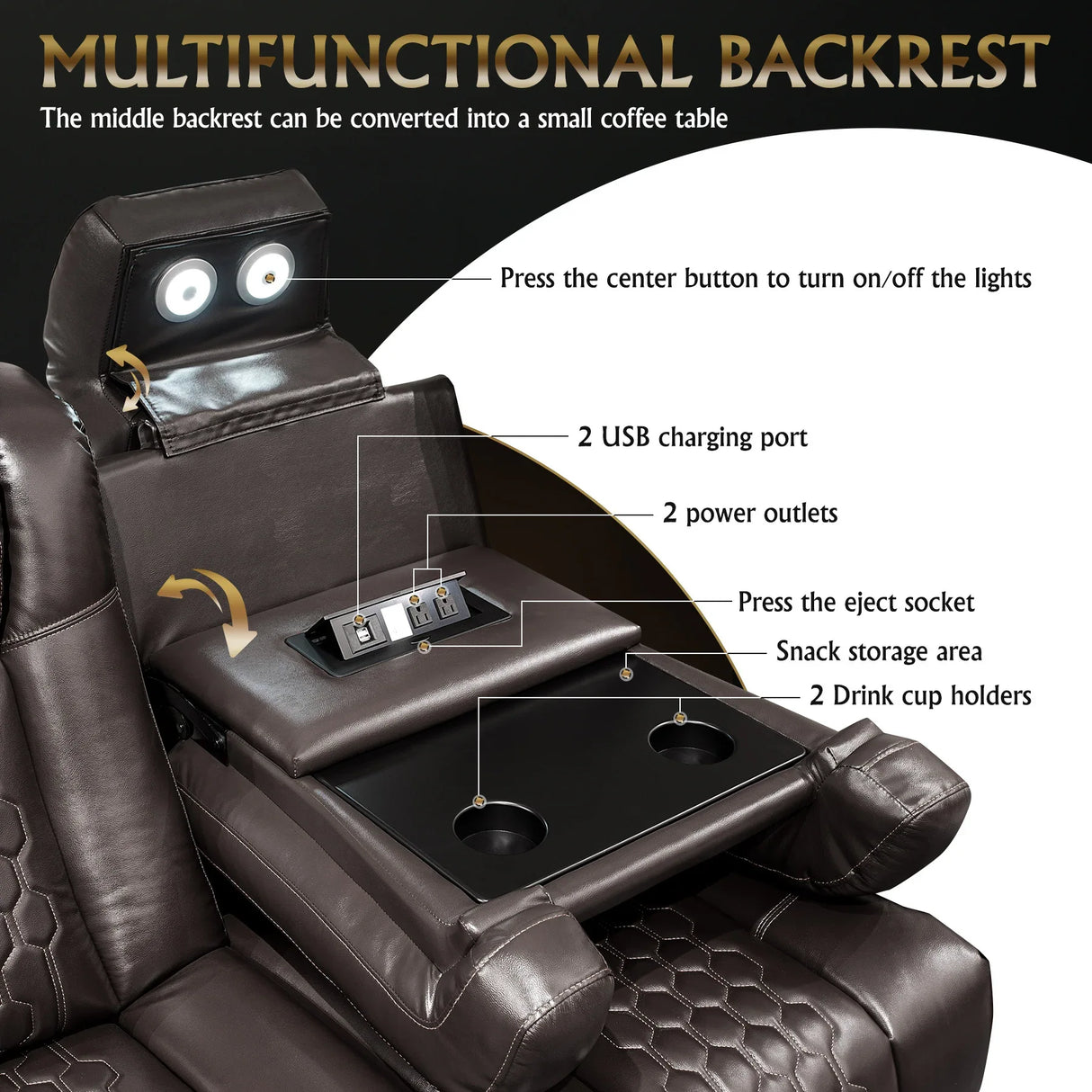 Genuine Leather Power Recliner With RGB LED Lighting - Omega Lifestyles
