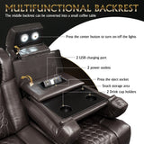 Genuine Leather Power Recliner With RGB LED Lighting - Omega Lifestyles