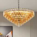Modern Round 37-Inch Smoke Glass Dimmable Chandelier - Omega Lifestyles