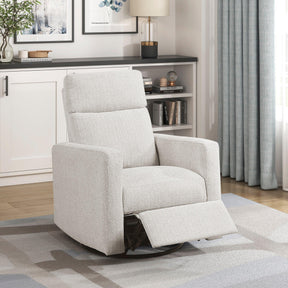 Contemporary Chenille Swivel Recliner Chair With Gliding Motion - Omega Lifestyles
