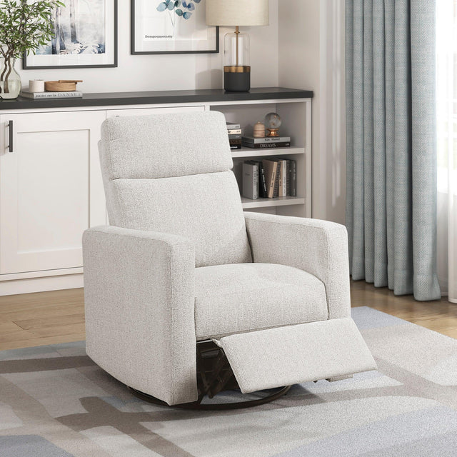 Contemporary Chenille Swivel Recliner Chair With Gliding Motion - Omega Lifestyles