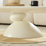 Minimalist Milk White Fiberglass Oval Coffee Table - Omega Lifestyles