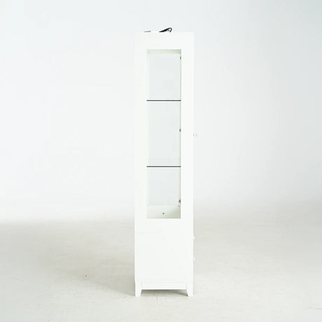 Modern Upholstered Glass Display Cabinet With Adjustable LED Light - Omega Lifestyles