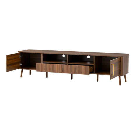 Modern Walnut TV Stand With Soft-Close Doors and Storage - Omega Lifestyles