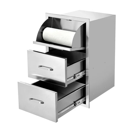 Stainless Steel Kitchen Cabinet With Paper Towel Holder - Omega Lifestyles