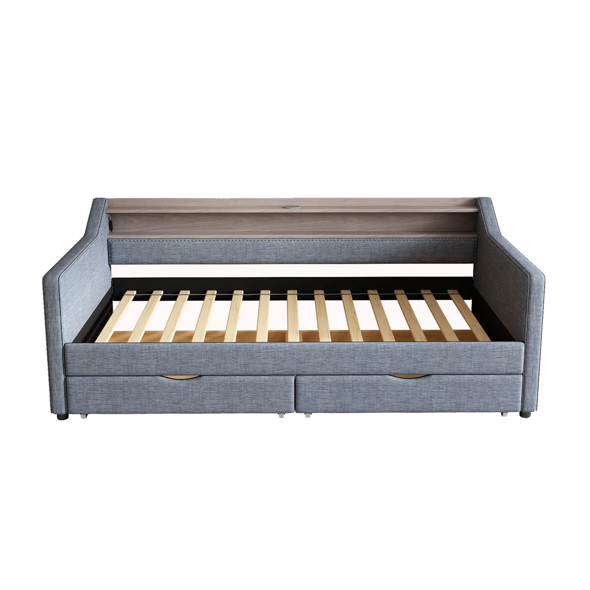 Twin Linen Upholstered Daybed Frame With Storage Drawers - Omega Lifestyles