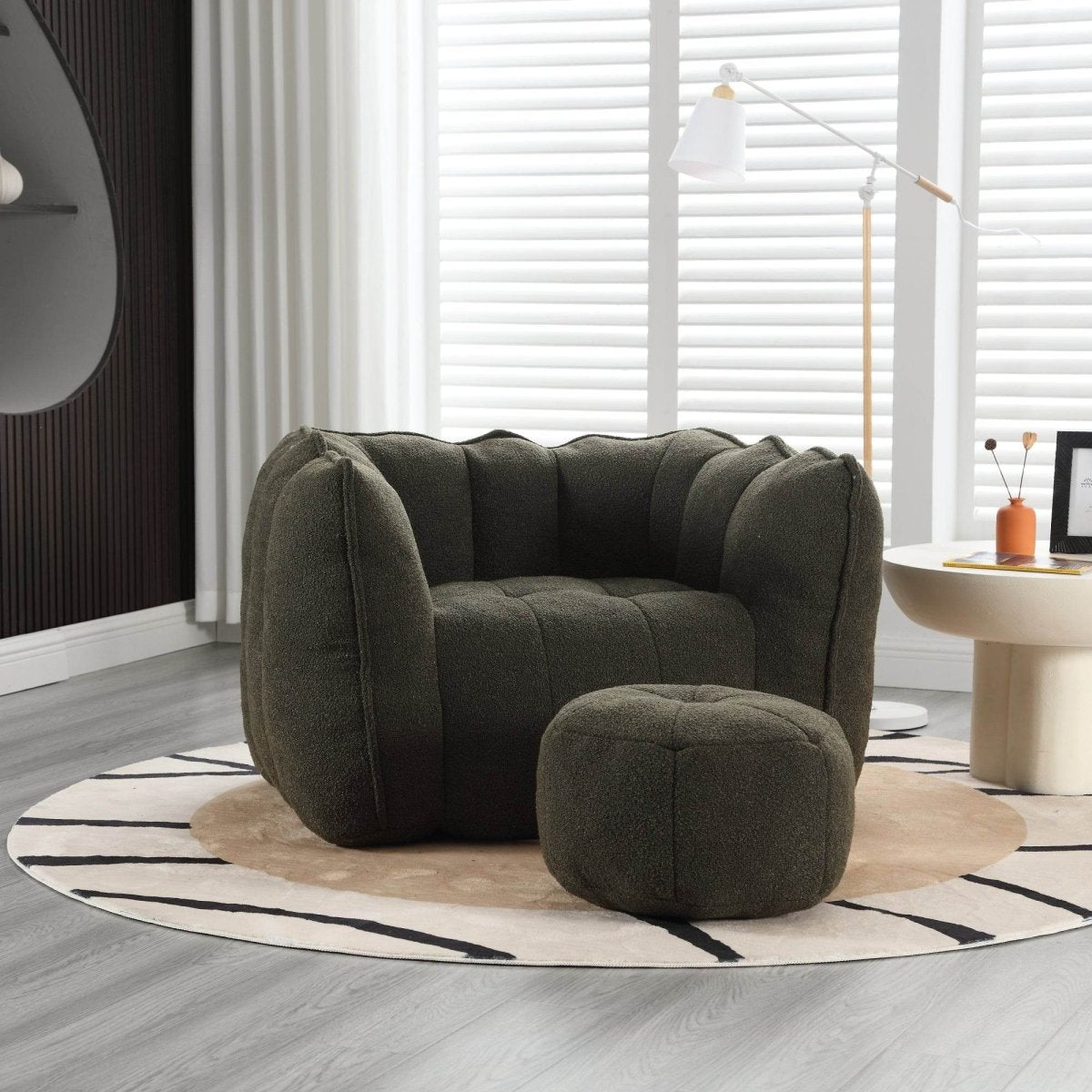 Soft Chenille Bean Bag Chair with Foam - Sleep Galleria