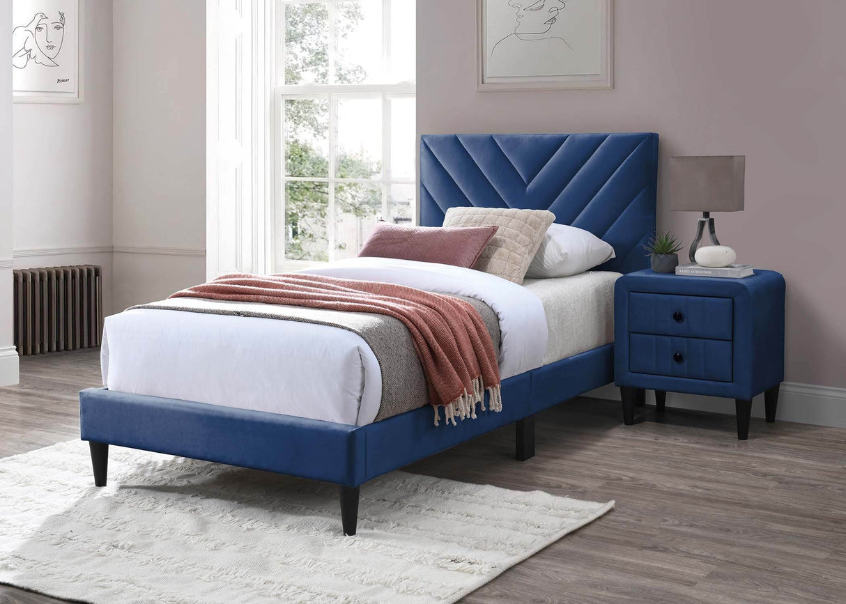 Twin Adjustable Velvet Upholstered Bed Frame