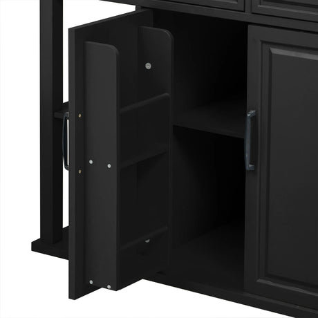 Extendable Rubber Wood Veneer Kitchen Island Cart - Omega Lifestyles