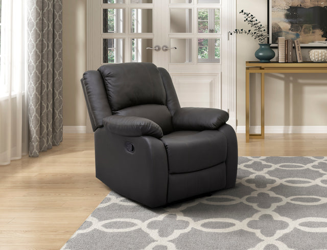 Dark Brown Faux Leather Reclining Chair With Pillowtop Arms