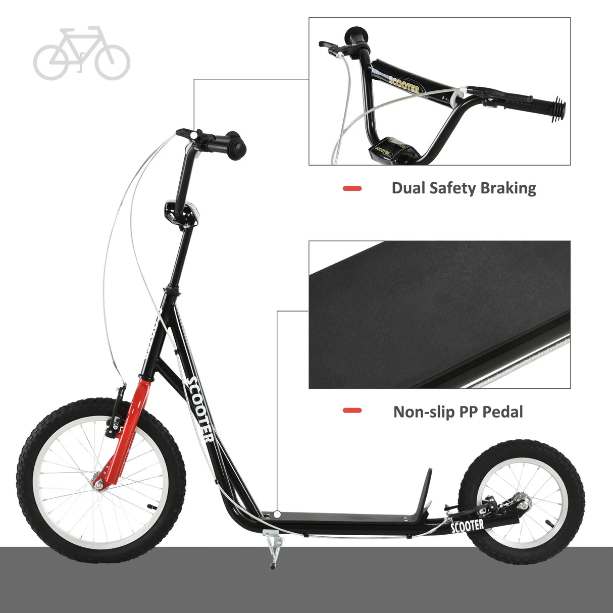 Youth Adjustable Handlebar Scooter With Inflatable Tires - Omega Lifestyles