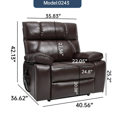 Brown Medium-Firm Faux Leather Power Lift Massage Chair - Omega Lifestyles