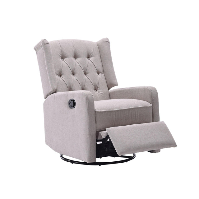 Multi-Functional Linen Recliner Chair With Rocking Swivel - Omega Lifestyles