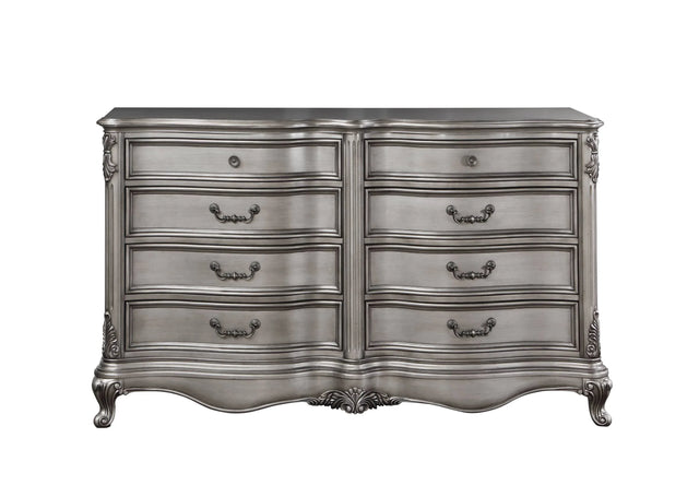 Antique Silver Synthetic Wood Classic Tufted Dresser - Omega Lifestyles