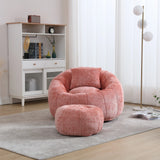Chenille Memory Foam Lazy Sofa With Ottoman and Pillow - Omega Lifestyles