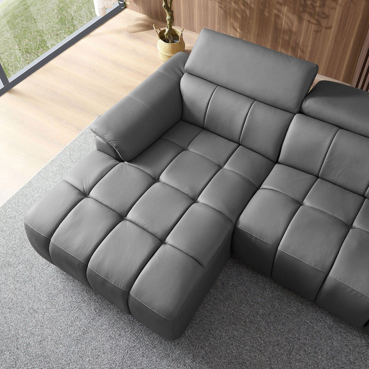 Electric Reclining Genuine Leather L-Shaped Chaise Sofa - Omega Lifestyles