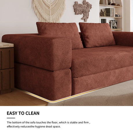 Orange Chenille Folding Memory Foam Sofa Bed Couch - Omega Lifestyles