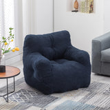 Soft Teddy Fabric Tufted Foam Bean Bag Chair Dark Blue - Omega Lifestyles