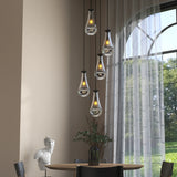 5-Light Adjustable Raindrop Glass Cluster Pendant Chandelier - Omega Lifestyles