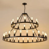 Farmhouse Matte Black 52-Inch Wagon Wheel Chandelier - Omega Lifestyles