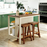Rustic Solid Wood Kitchen Island Set With Seating - Omega Lifestyles