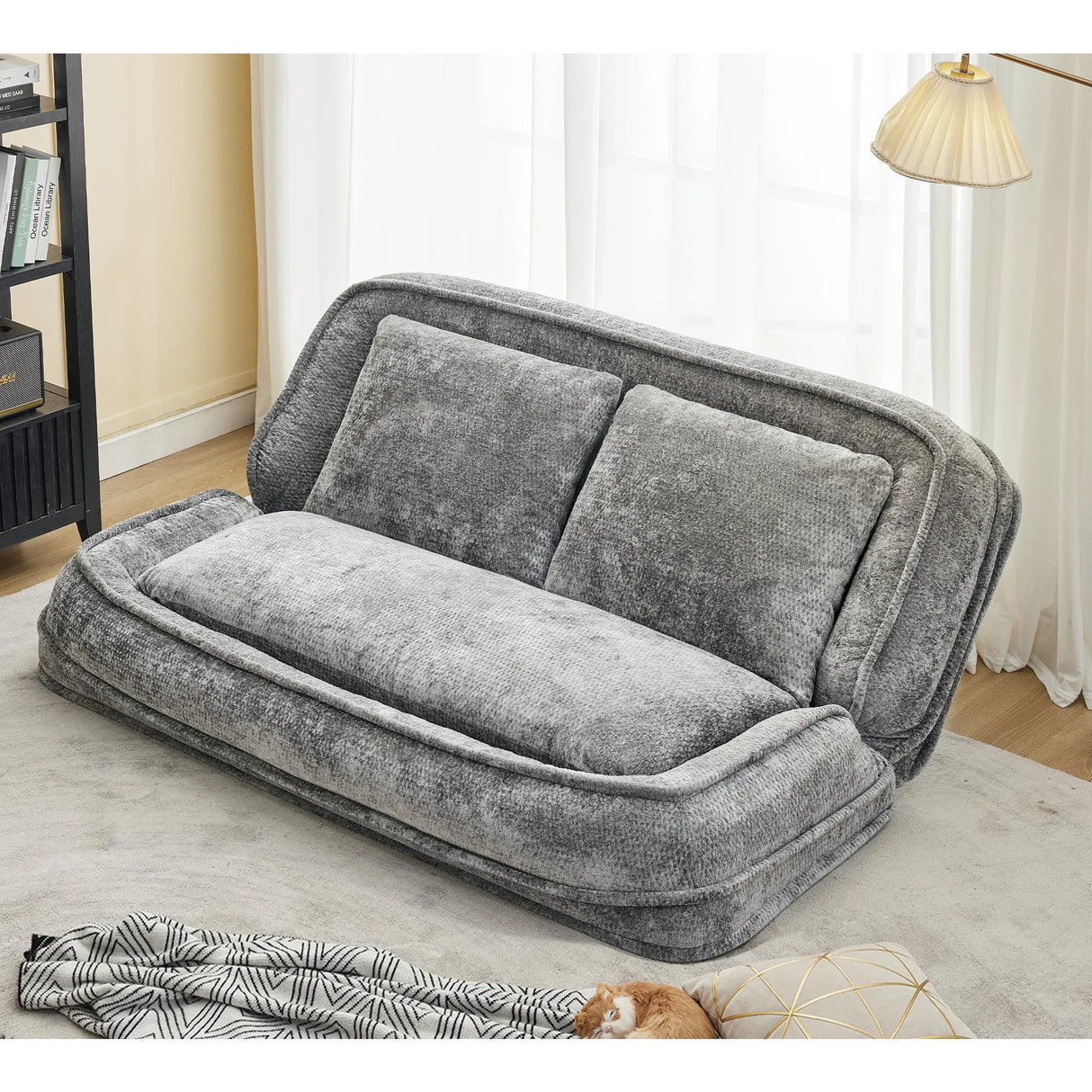 Medium-Soft Adjustable Loveseat Lazy Sofa With Chenille Upholstery - Omega Lifestyles