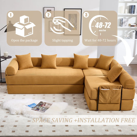 Convertible Corduroy Memory Foam Folding Sofa Bed - Omega Lifestyles