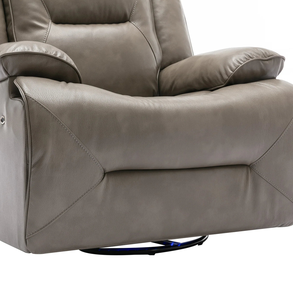 Grey Leather Gel Manual Recliner Chair With LED Lights - Omega Lifestyles