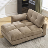 Corduroy Single-Armrest Adjustable Backrest Sofa Bed