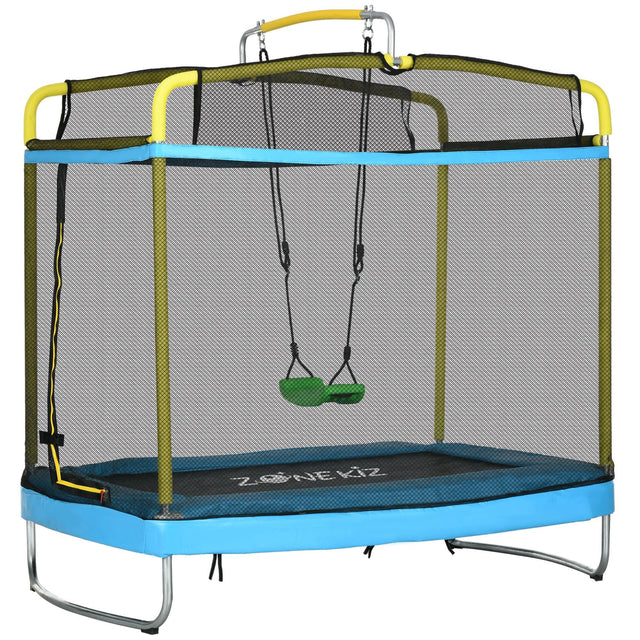 3-in-1 Kids Trampoline With Enclosure Swing Gymnastics Bar - Omega Lifestyles