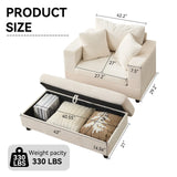 Beige Corduroy Chaise Lounge Chair With Ottoman - Omega Lifestyles