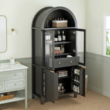 Modern Fluted Tall Arched Adjustable Shelf Pantry Cabinet - Omega Lifestyles