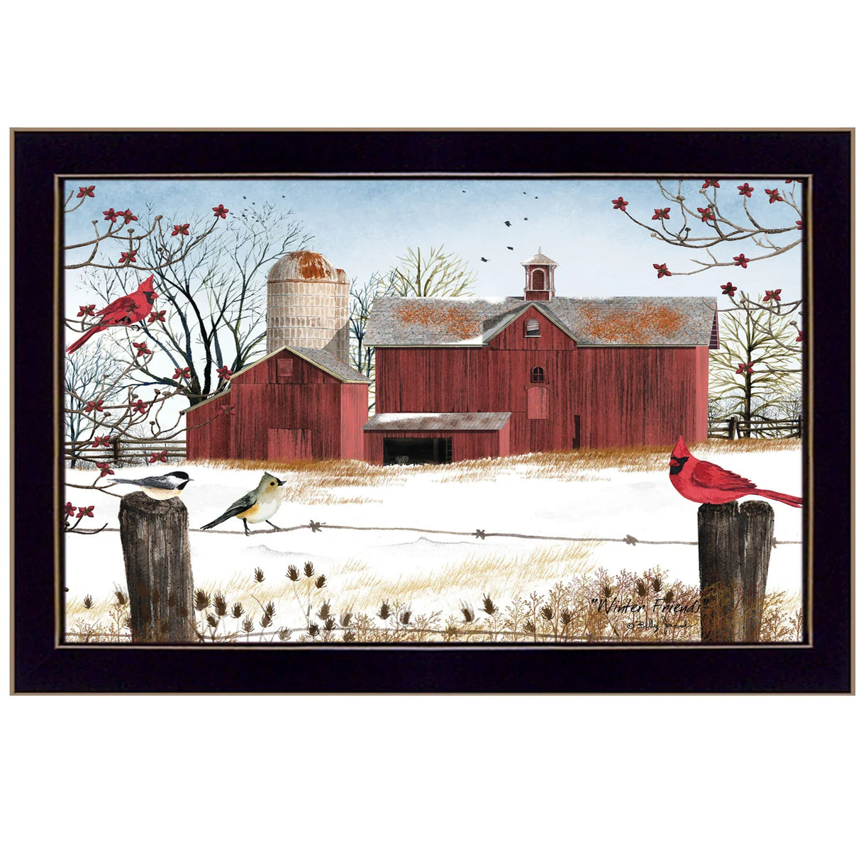 Framed Winter Friends Multicolor Paper Wall Art Print - Omega Lifestyles