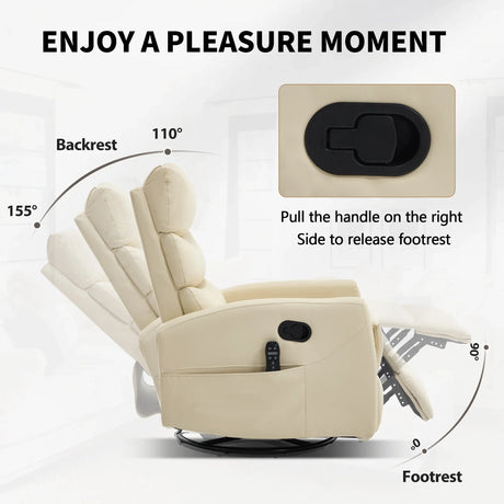 Heat Massage Recliner Chair With Swivel Rocker And Heating - Omega Lifestyles